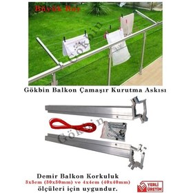 Resim Demir Balkon Korkuluk Alüminyum Küpeşte Çamaşır Kurutma Askılığı Gri - Gümüş 