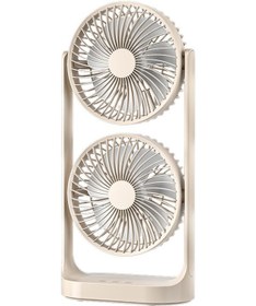 Resim Yüksek Rüzgar Gücüne Sahip Çift Başlıklı Masaüstü Vantilatör Koyu Haki, 