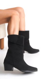 Resim Riccon Kadın Kısa Western Çizme 0012891 Siyah Süet 