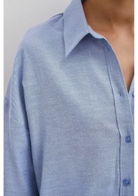 Resim Never More Robalı Klasik Gömlek İndigo 