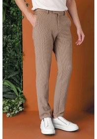 Resim Efor Comfort Fit Beli Lastikli Pötikareli Casual Bej Pantolon P 1149 Bej 