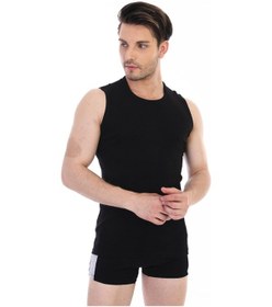 Resim Çift Kaplan Erkek Ribana Kolsuz Spor Siyah Atlet 920 