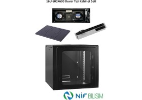 Resim Ulusal Kabinet Nif Bilişim Ulusal 16U 600X600 Duvar Tip Kabinet Seti 2li Duvar Tipi Fan 9lu Pdu Priz 600MM Sabit Raf Dahil Set 