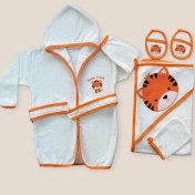 Resim Tomuycuk Kaplan Nakışlı Erkek Bebek Bornoz Takım 