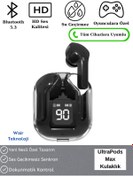 Resim DC TECNO Ultrapods Max Kablosuz Bluetooth Kulaklık Powerbank Özellikli Dijital Ekranlı Enc Modu - Siyah 