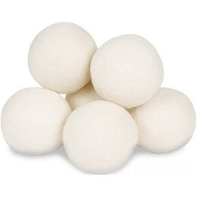 Resim Teltree Ekolojik Yün Çamaşır Kurutma Topları Seti - 6 Adet, Doğal Koyun Yünü, Çevre Dostu Açık Sarı 