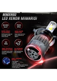 Resim Renault 9 R9 H4 Uzun Kısa Led Şimşek Etkili Beyaz 