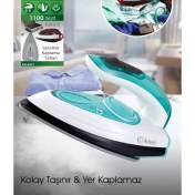Resim Taşınabilir Seyahat Ütüsü, Pratik ve Şık Mavi Renkli Kompakt Tasarım 