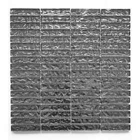 Resim MozaiKristaL Mutfak Tezgah Arası Banyo ve Iç Dekorasyonda Tüm Yüzeyler Için 15X73MM Antrasit Gümüş Krom, 30X30CM. Fileli Kristal Mozaik ( 1 M2 Fiyatıdır ) 