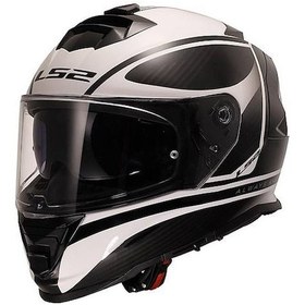 Resim Ls2 Storm 2 Dodger Beyaz Kapalı Motosiklet Kaskı Siyah Beyaz 