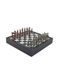 Resim Gifthome Büyük Boy Metal Pegasus Satranç Tk. Antik Ve Mermer Desenli Sandıklı Mdf Tahtası 36x36x6 Cm. 