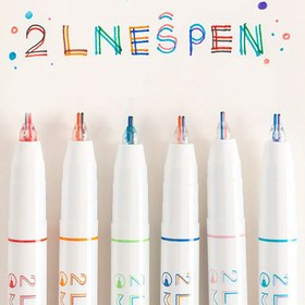 Resim 6'lı Çift Uçlu Renkli Marker Kalemler - Canlı Çift Çizgi Stereo Etkisi, Tek Başlı, 2.1 Çizgi Spen Serisi ONESEPEN'den, Sanat, Ofis ve Okul Projeleri İçin Mükemmel 