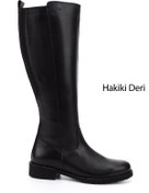 Resim GÖNDERİ(R) Kadın / Kız Siyah Fermuarlı Kauçuk Taban Hakiki Deri Çizme 