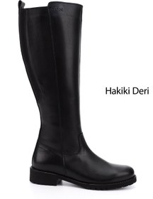 Resim GÖNDERİ(R) Kadın / Kız Siyah Fermuarlı Kauçuk Taban Hakiki Deri Çizme 