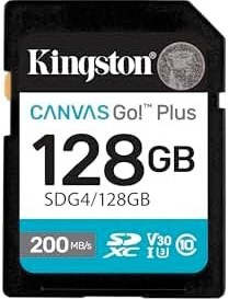 Resim Kingston 128GB Canvas Go Plus SD Card | Up to 200MB/s | Class 10, UHS-I, U3, V30 | SDG4/128GB 