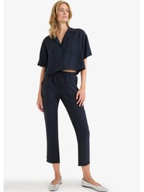 Resim DeFacto Straight Fit Çift Cepli Yüksek Bel Düz Paça Modal Kumaş Pantolon E5962AX25SPNV100 