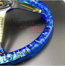 Resim carlone Şeffaf Mavi Direksiyon Momo 35cm Kabarcıklı Direksiyon A+ Süper Ürün 