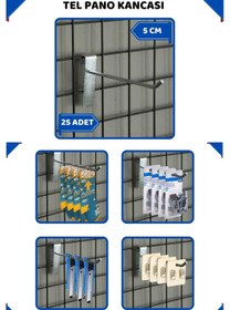 Resim 5 Cm - 25 Adet Tel Pano Kancası Raf Askısı Siyah 