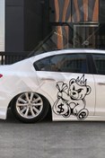 Resim STİCKERCI BEY 60*50 Cm Paralı Ayı Yan Kapı Siyah Vektörel Özel Tasarım Folyo Kesim Sticker Kaplama 