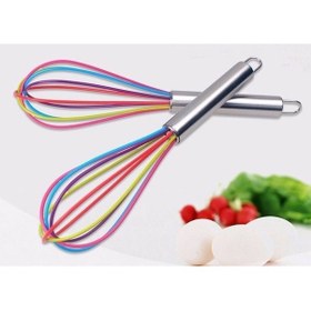 Resim Silikon Çırpıcı Metal Saplı Renkli Çırpma Teli Çok Renkli 