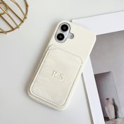 Resim Kişiselleştirilmiş Özel İsim Kazınması DIY İlk Harf Mermer Desen Kart Yuvası Tutucu Telefon Kılıfı için Iphone 16 15 14 13 12 11 Pro Max Korumalı Yumuşak Arka Kapak 