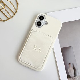 Resim Kişiselleştirilmiş Özel İsim Kazınması DIY İlk Harf Mermer Desen Kart Yuvası Tutucu Telefon Kılıfı için Iphone 16 15 14 13 12 11 Pro Max Korumalı Yumuşak Arka Kapak 
