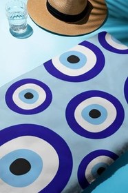 Resim Dijital Baskı Plaj Deniz Havlusu Nazar Boncuğu Desenli Peştamal HVL0208 