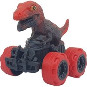 Resim Sürtmeli Dinazor Arabalar 12 Cm - H-20 - T-rex - Kırmızı Çok Renkli 