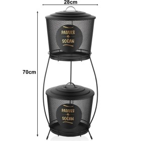 Resim Feyza Design 2 Katlı Tel Örgü Patates ve Soğan Saklama Kabı, Pratik ve Şık Tasarım 
