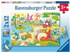 Resim Ravensburger 2x12 Parça Puzzle Dino Dostlar 052462 