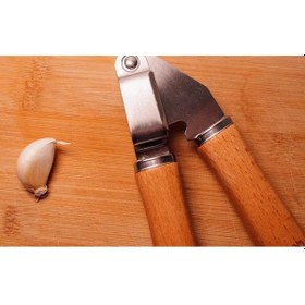 Resim Kayın Saplı Paslanmaz Çelik Sarımsak Ezici Açık Kahverengi 