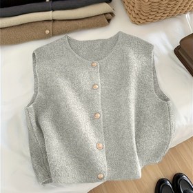 Resim Kadınlar İçin Rahat Kahverengi Örgü Hırka Altın Düğmeli - Gündelik, Bol Kesimli Kazak Sonbahar ve Kış İçin, Polyester Karışımı, Sonbahar Kış Giyim | Rahat Örgü Hırka | Örgü Yapımı, Kazak Yelek 