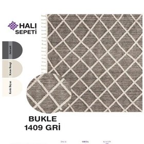Resim Enti Bukle 1409 Gri Iskandinav Halı Kesme Yolluk Salon Halı Koridor Oturma Odası Halısı Gri 
