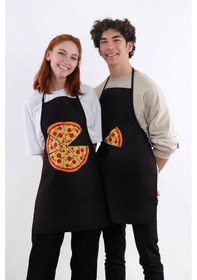 Resim Beautiful İkili Paket Sıvı Geçirmez Su Geçirmez Mutfak Önlüğü Pizza Siyah 