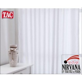 Resim Taç Atlas Saten Lüx Beyaz-Krem Seçenekli Güneşlik Perde Beyaz 