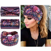 Resim 1pc Retro Baskılı Bandana Kaymayan Başlık Rahat Bağlı Saç Bandı Kadınlar İçin Zarif Saç Aksesuarları 