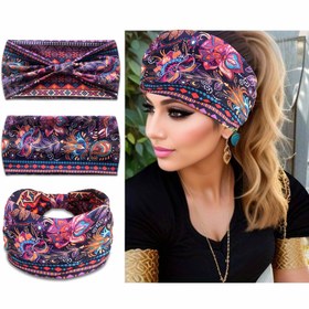 Resim 1pc Retro Baskılı Bandana Kaymayan Başlık Rahat Bağlı Saç Bandı Kadınlar İçin Zarif Saç Aksesuarları 
