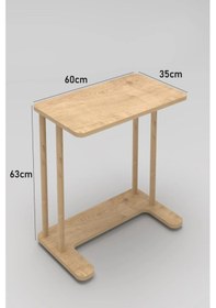 Resim Laptop Sehpası Ham Ahşap Ayaklı Ahşap Tabla Demonte C-sehpa Yan Koltuk Servis Sehpası 35x60 - Safir Meşe Safir Meşe 