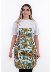 Resim Jarse Frilly İkili Paket Sıvı Geçirmez Su Geçirmez Mutfak Önlüğü Ayçiçeği Yeşil 