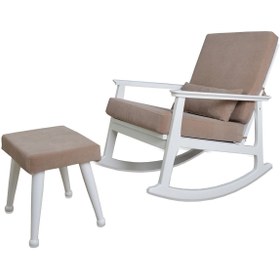 Resim Asedia İskandinav Lake Bej Minderli Puflu Sallanan Sandalye Dinlenme Koltuğu Babalar Günü Hediyesi 