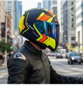 Resim Ls2 Rapıd 2 Extra Mavi Vizör + Şeffaf Vizör Kask Mat Neon Sarı Mavi 