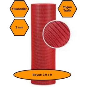 Resim Kırmızı Petek Mat Pvc Kaydırmaz Petek Paspas, 0,9x9 Metre 