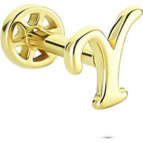 Resim Glorria Altın Y Harfi Tragus Piercing Sarı 