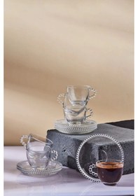 Resim Yz Home Cam Boncuk Detaylı 12 Parça 6 Kişilik Kahve Fincan Takımı 