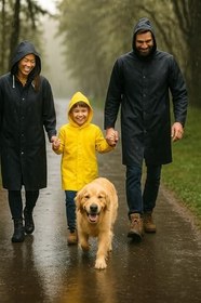 Resim Unisex Su Geçirmez Kapüşonlu Yağmurluk, Hafif ve Katlanabilir Yağmur Pançosu, Rüzgar Geçirmez Seyahat & Kamp Ceketi 