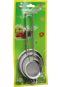 Resim 3pcs Set Mini 5-7-8cm Tel Süzgeç Metal Çerçece Metal Sap 8.5-10 