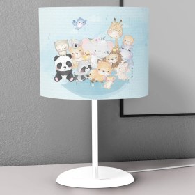 Resim instababyrooms Panda Zürafa ve Fil Desenli Çocuk Odası Dijital Baskılı Çocuk Odası Masaüstü Abajur Avize 