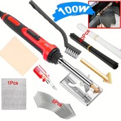 Resim 100W Plastik Kaynak Tamir Kiti, 2'si 1 Arada Geliştirilmiş Plastik Kaynak Seti, 2 Kaynak Başlıklı Lehim Tabancası ile Plastik Yüzey Onarımı için Plastik Kaynak Aleti 