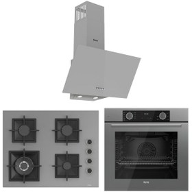 Resim Ferre Fryart Sc serisi Wok'lu Gri 3'lü Ankastre Set ( xe63cpr-sc408-d088 ) 