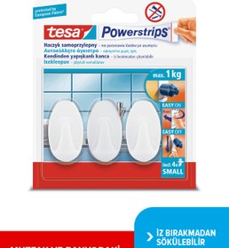 Resim Tesa Powerstrips Askı Küçük Oval Kendinden Yapışkanlı, Çıkarılabilir, beyaz 